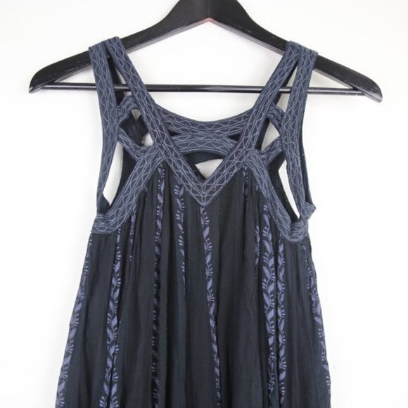 Free People FP One Paisley Vine Lattice Tunic Mini Dress Black - Picture 8 of 8